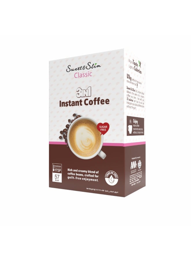 Sweet & Slim 3in1 Instant Coffee Sugar Free - Classic Box (12 Sachets) - Image 2